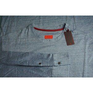 Isaia Napoli Blue mi latte el corazon 100% Linen Long Sleeve Sz 2XL BRAND NEW
